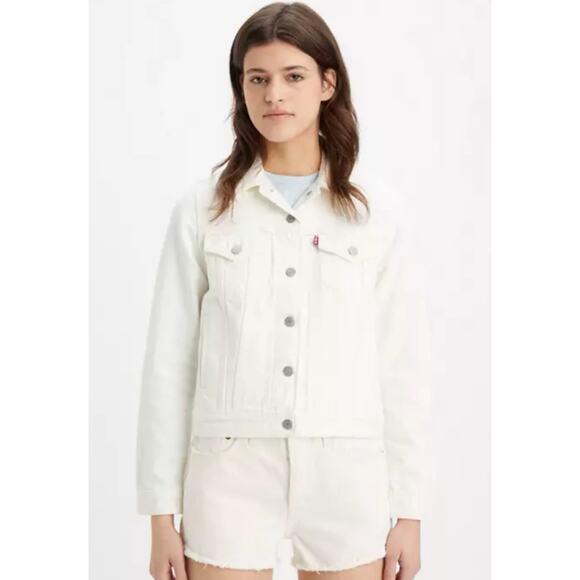 Levi's Women's Original White Lie Trucker Denim Jacket Sz Small - Picture 1 of 11